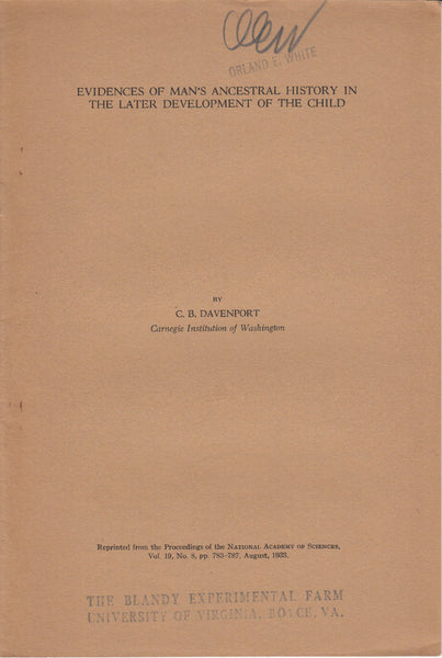 Evidences of Man's Ancestral History in the Later Development of the Child