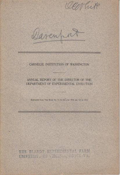Annual Report of the Director of the Department of Experimental Evolution