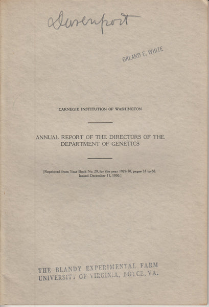 Annual Report of the Directors of the Department of Genetics