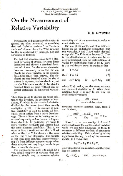 On the Measurement of Relative Variability
