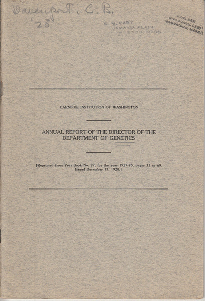 Annual Report of the Director of the Department of Genetics