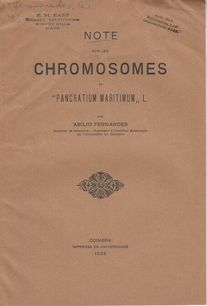 Note sur les Chromosomes de "Pancratium Maritimum" L.