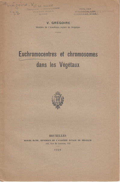 Euchromocentres et chromosomes dans les Vegetaux