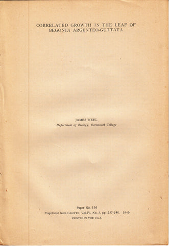 Correlated Growth in the Leaf of Begonia Argenteo-Guttata