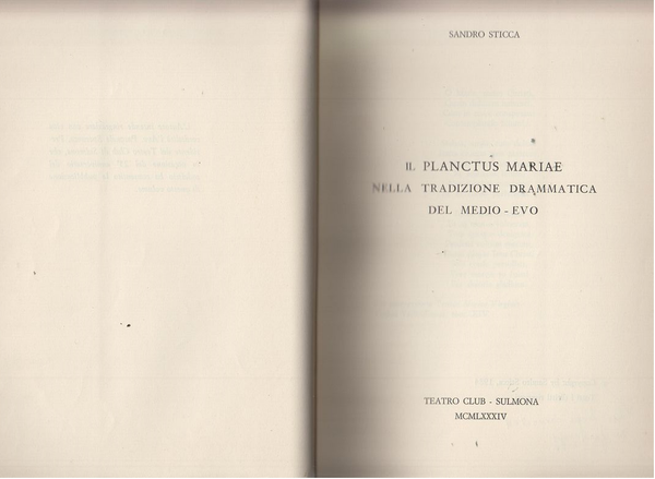 Il Planctus Mariae Nella Tradizione Drammatica del Medio-Evo